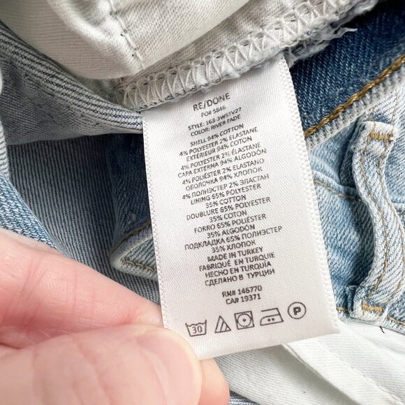 New Re/Done 70's Stove Pipe High Rise Waist Straight Leg Crop Light Wash Vintage - Picture 11 of 16